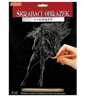 Obrázek z Škrabací obrázek stříbrný - kůň 